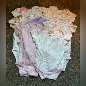 Baby Girl Bodysuit Set 8 - Pink and White